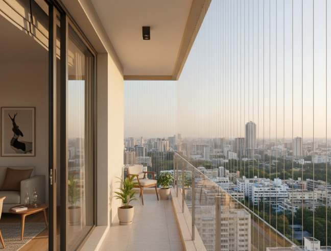 Invisible grills balcony Coimbatore project